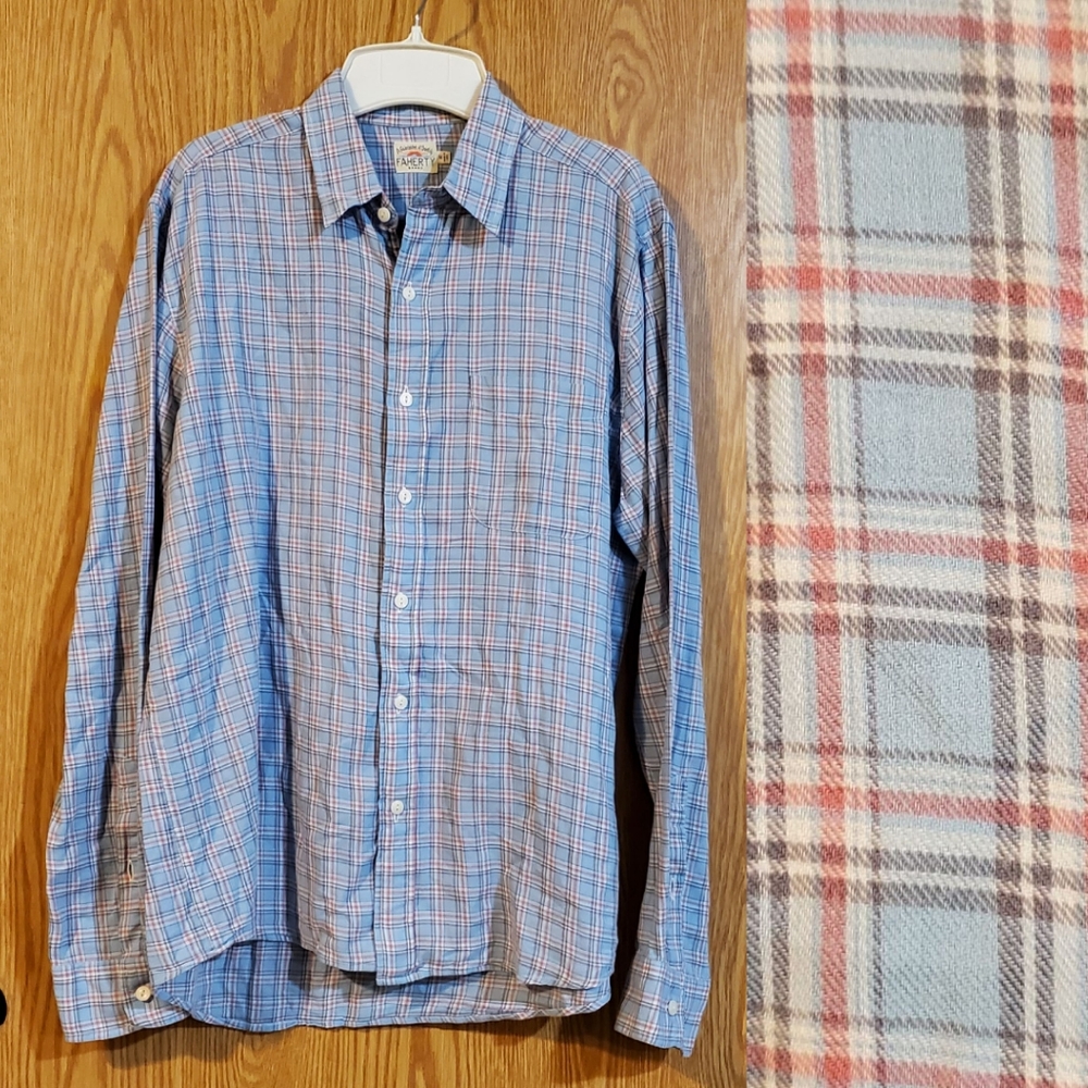 Faherty Brand plaid button up shirt cotton size M